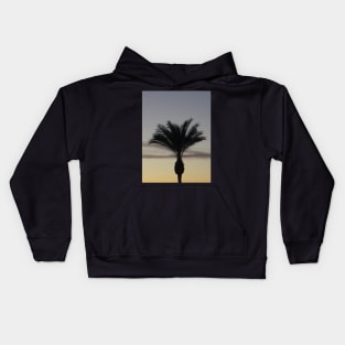 Single Palm Tree Silhouette at Sunset Kids Hoodie